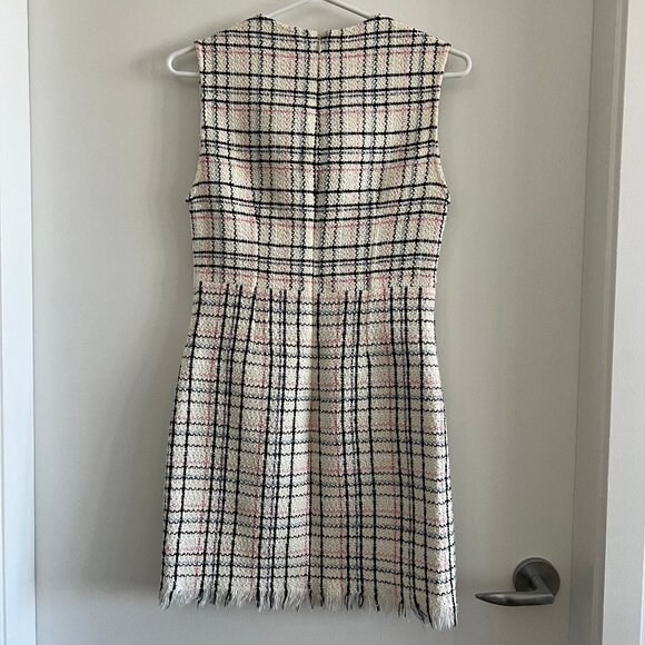 Maje Rianey Checked Cotton-Blend Tweed Mini Dress in Ecru - Picture 2 of 14